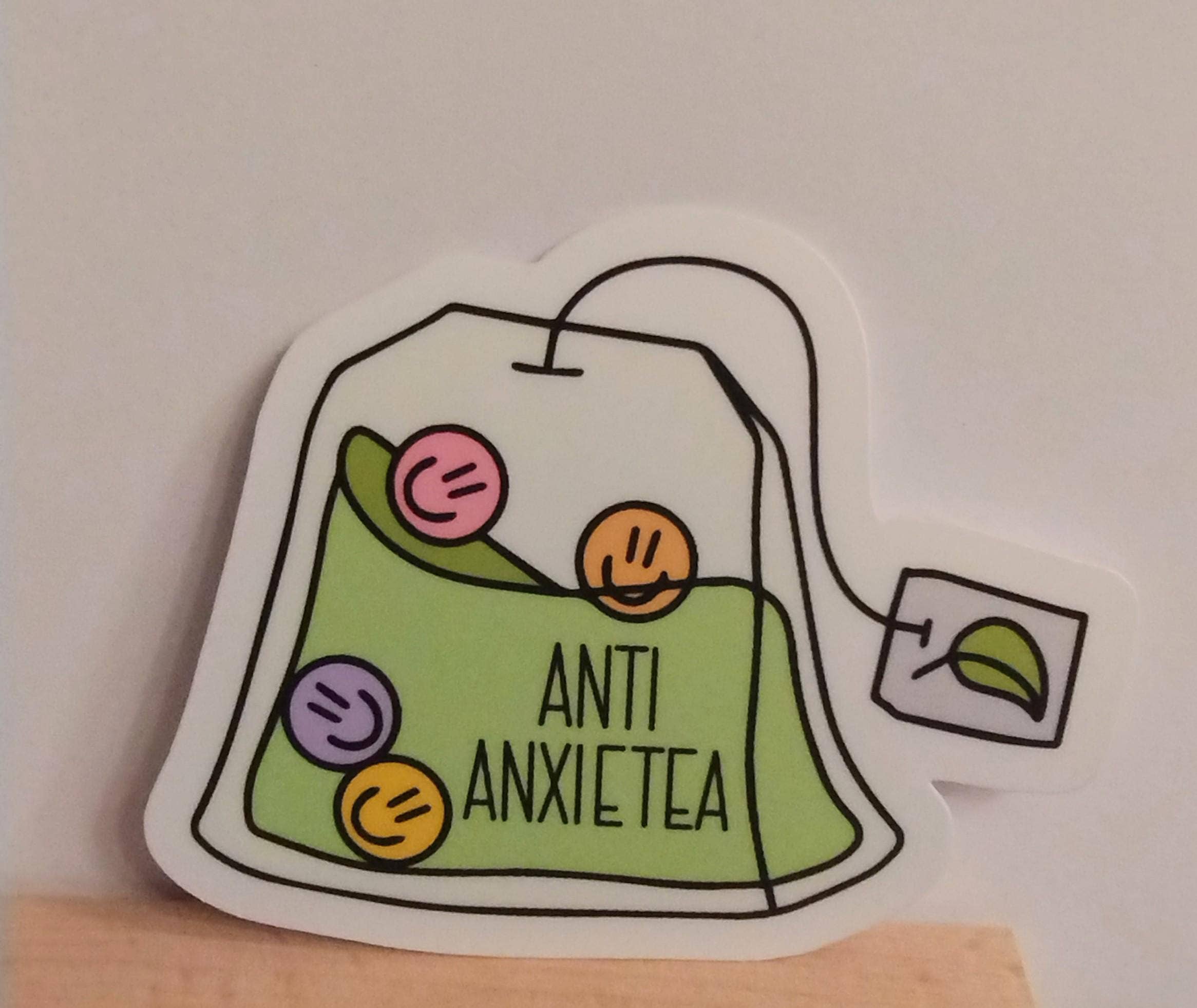 Anti-Anxiety Cute Tea Bag Sticker with Humor Decals