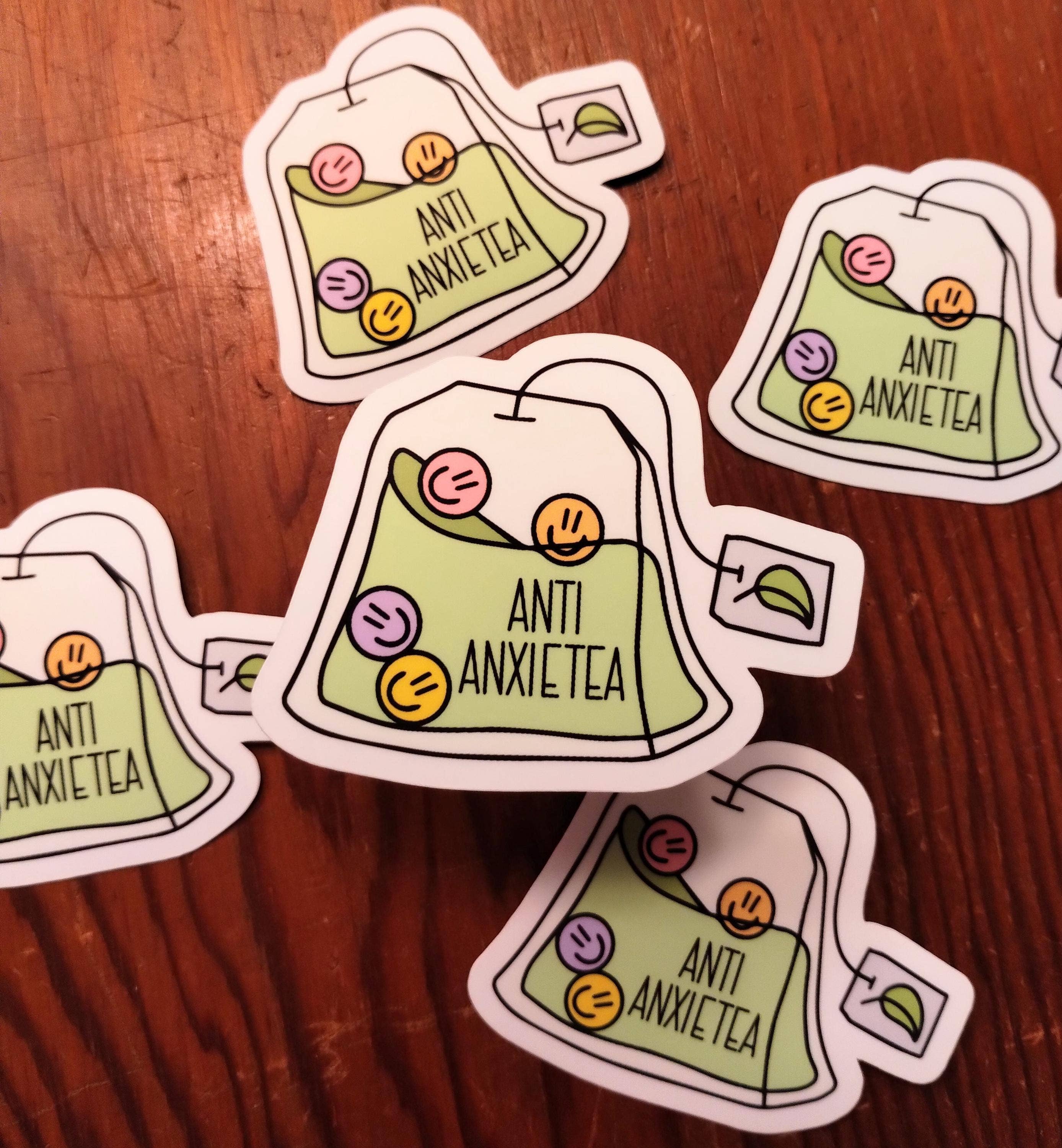 Anti-Anxiety Cute Tea Bag Sticker with Humor Decals