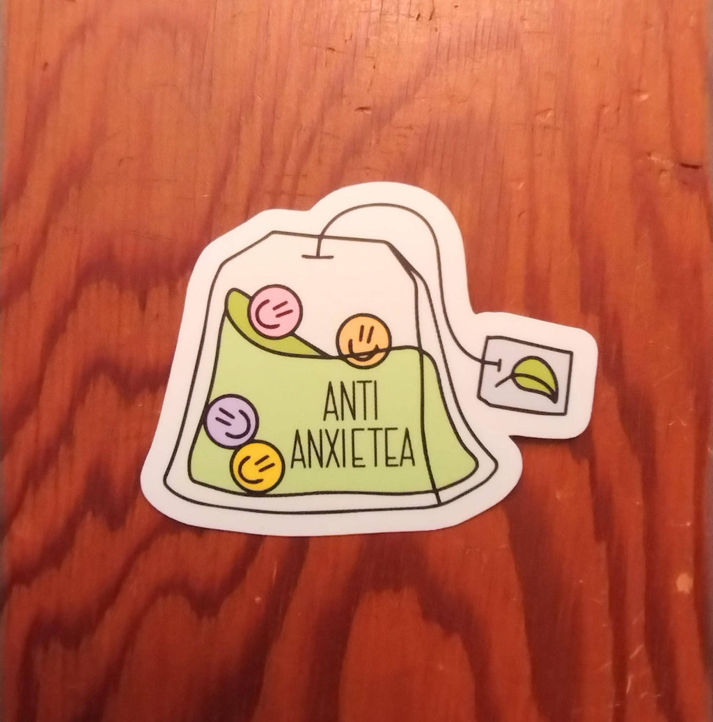 Anti-Anxiety Cute Tea Bag Sticker with Humor Decals