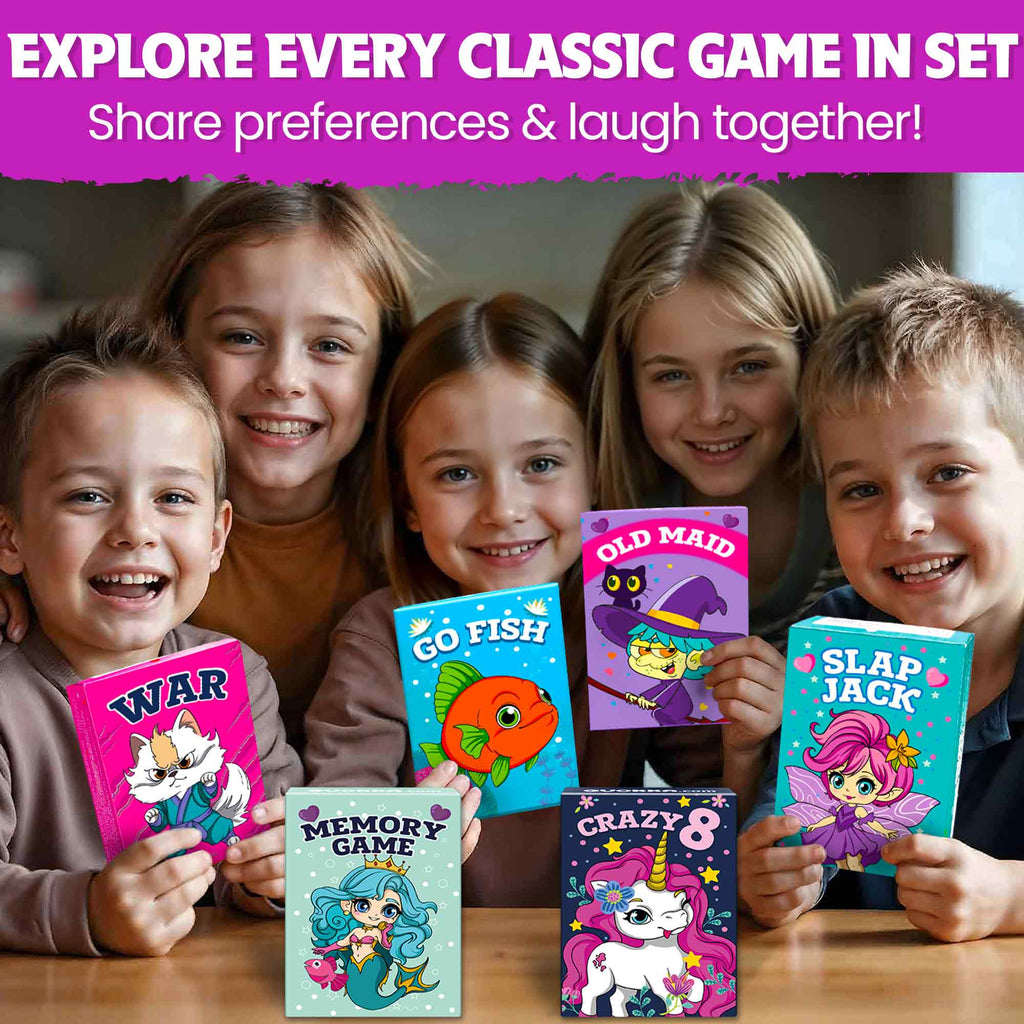 6 Fun Card Games for Kids (Pink)
